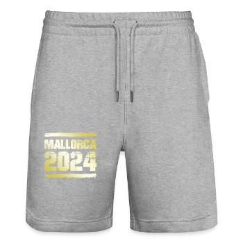 Mallorca 2024 Gold - Stanley/Stella Unisex Bio Joggingshorts Trainer  - Grau meliert - Vorne - Nik (191cm) & Marisol (170cm)