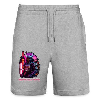 samurai - Stanley/Stella Trainer Unisex Organic Jogging Shorts - heather grey - Front - Nik (191cm) & Marisol (170cm)