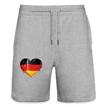 ALLEMAGNE COEUR ALLEMAGNE DRAPEAU ALLEMAGNE - Short de jogging bio TRAINER Stanley/Stella unisexe - gris chiné - Devant - Nik (191cm) & Marisol (170cm)