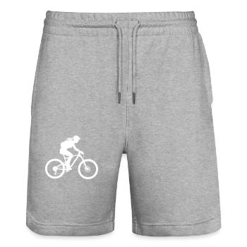 Mountain Bike Bicycle Woman Silhouette - Stanley/Stella Trainer Unisex Organic Jogging Shorts - heather grey - Front - Nik (191cm) & Marisol (170cm)