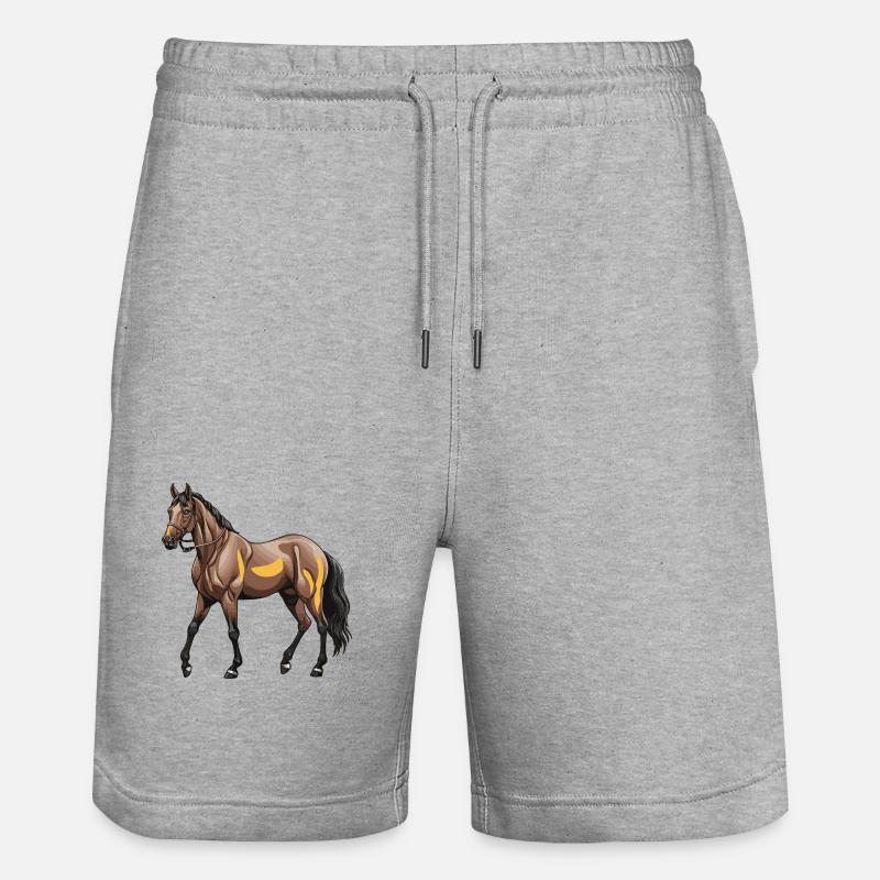 Pferd Tier - Stanley/Stella Unisex Bio Joggingshorts Trainer - Grau meliert