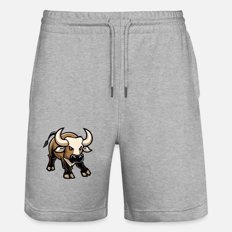Taurus Comic - Stanley/Stella Trainer Unisex Organic Jogging Shorts - heather grey