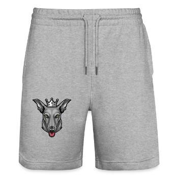 Greyhound Hund Krone - Stanley/Stella Unisex Bio Joggingshorts Trainer  - Grau meliert - Vorne - Nik (191cm) & Marisol (170cm)