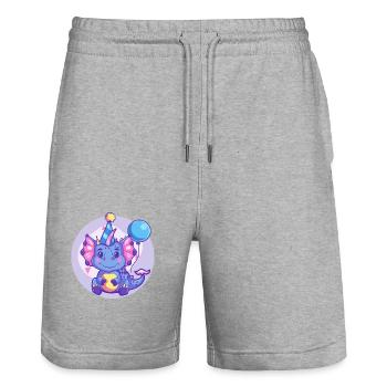 dinosaure tricératops anniversaire bébé - Short de jogging bio TRAINER Stanley/Stella unisexe - gris chiné - Devant - Nik (191cm) & Marisol (170cm)