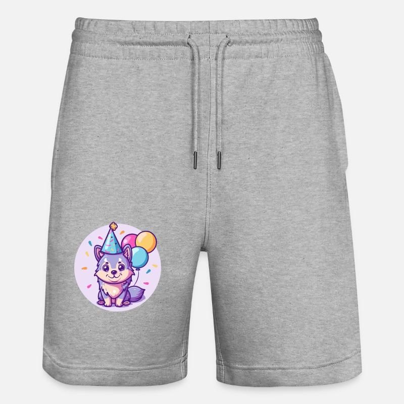 Loup Anniversaire Bébé - Short de jogging bio TRAINER Stanley/Stella unisexe - gris chiné