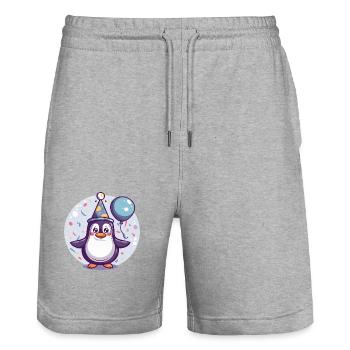 Penguin Birthday Baby - Stanley/Stella Trainer Unisex Organic Jogging Shorts - heather grey - Front - Nik (191cm) & Marisol (170cm)