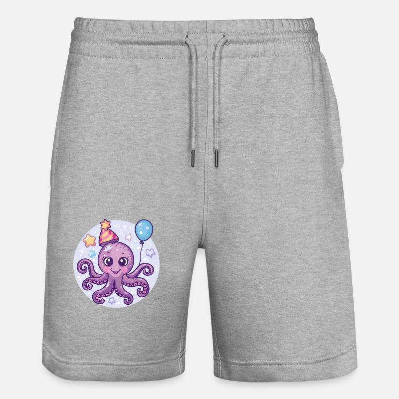 Poulpe Anniversaire Bébé - Short de jogging bio TRAINER Stanley/Stella unisexe - gris chiné