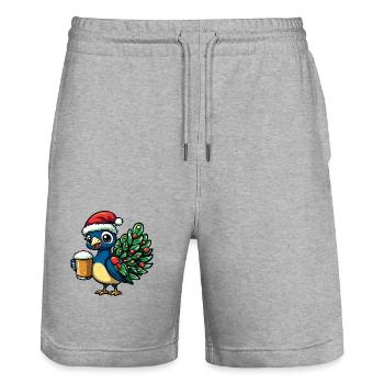 Peacock Bird Bière Noël Noël - Short de jogging bio TRAINER Stanley/Stella unisexe - gris chiné - Devant - Nik (191cm) & Marisol (170cm)