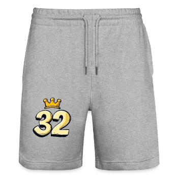 32 Number Krone - Stanley/Stella Trainer Unisex Organic Jogging Shorts - heather grey - Front - Nik (191cm) & Marisol (170cm)