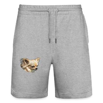 Chihuahua, small dogs - Stanley/Stella Trainer Unisex Organic Jogging Shorts - heather grey - Front - Nik (191cm) & Marisol (170cm)