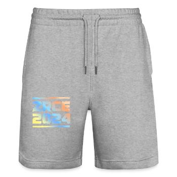 Zrce 2024 Coloré - Short de jogging bio TRAINER Stanley/Stella unisexe - gris chiné - Devant - Nik (191cm) & Marisol (170cm)