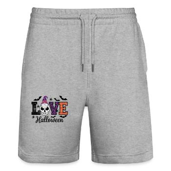 Halloween Love Lettering Gnome - Stanley/Stella Trainer Unisex Organic Jogging Shorts - heather grey - Front - Nik (191cm) & Marisol (170cm)
