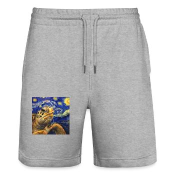 Tortue, Van Gogh, Nuit étoilée - Short de jogging bio TRAINER Stanley/Stella unisexe - gris chiné - Devant - Nik (191cm) & Marisol (170cm)