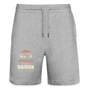 Je Peux Pas C'est La Saison De La Chasse - Short de jogging bio TRAINER Stanley/Stella unisexe - gris chiné - Devant - Nik (191cm) & Marisol (170cm)