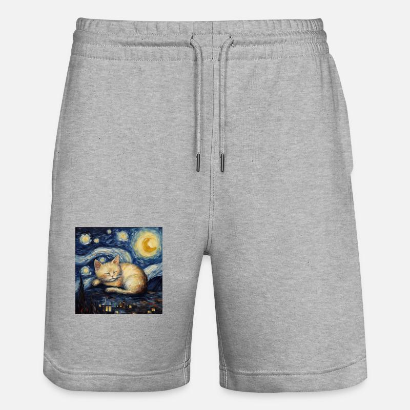 Katze, katzenmotiv, geschenk - Stanley/Stella Unisex Bio Joggingshorts Trainer - Grau meliert