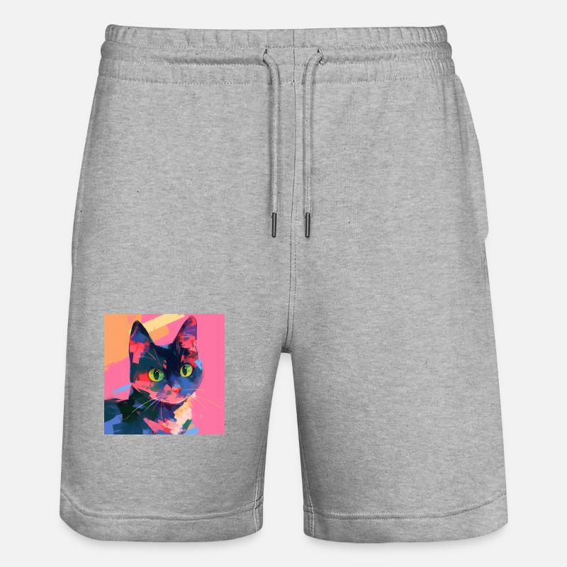 Chat, Motif De Chat - Short de jogging bio TRAINER Stanley/Stella unisexe - gris chiné