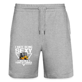 Ich hasse es, sexy zu sein, aber ich bin ein Gabelstaplerfahrer - Stanley/Stella Unisex Bio Joggingshorts Trainer  - Grau meliert - Vorne - Nik (191cm) & Marisol (170cm)