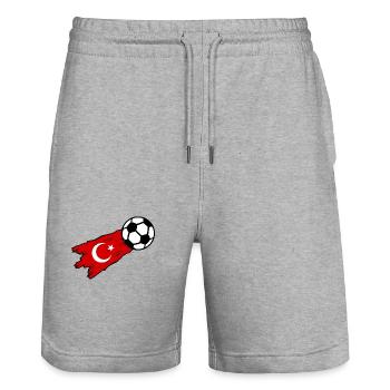The footballers from Turkey - Stanley/Stella Trainer Unisex Organic Jogging Shorts - heather grey - Front - Nik (191cm) & Marisol (170cm)