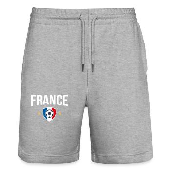 équipe de france football suppourter championnat - Short de jogging bio TRAINER Stanley/Stella unisexe - gris chiné - Devant - Nik (191cm) & Marisol (170cm)