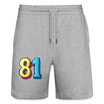 81 Number Colorful - Stanley/Stella Trainer Unisex Organic Jogging Shorts - heather grey - Front - Nik (191cm) & Marisol (170cm)