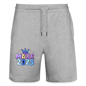 Malle 2025 - Stanley/Stella Unisex Bio Joggingshorts Trainer  - Grau meliert - Vorne - Nik (191cm) & Marisol (170cm)