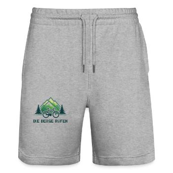 Die Berge rufen - Fahrradmotiv - Stanley/Stella Unisex Bio Joggingshorts Trainer  - Grau meliert - Vorne - Nik (191cm) & Marisol (170cm)