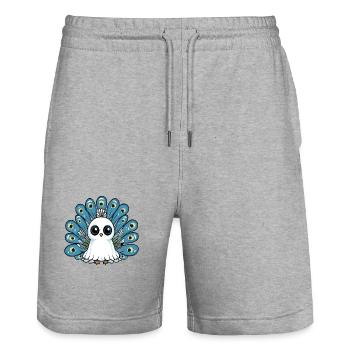 Peacock Bird Halloween Comic Ghost - Stanley/Stella Trainer Unisex Organic Jogging Shorts - heather grey - Front - Nik (191cm) & Marisol (170cm)
