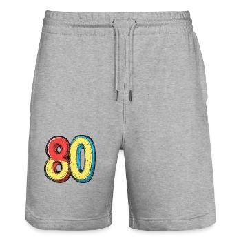 80 Zahl Bunt - Stanley/Stella Unisex Bio Joggingshorts Trainer  - Grau meliert - Vorne - Nik (191cm) & Marisol (170cm)