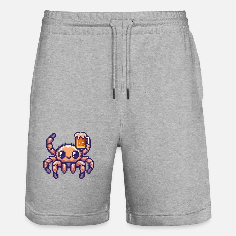 Tarantula Pixel Bier - Stanley/Stella Unisex Bio Joggingshorts Trainer  - Grau meliert