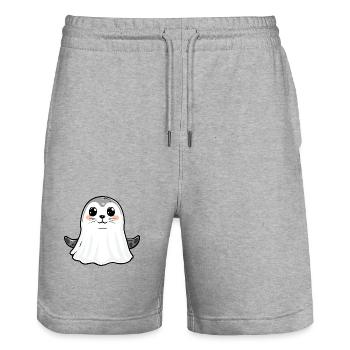 Robbe Tier Halloween Comic Geist - Stanley/Stella Unisex Bio Joggingshorts Trainer  - Grau meliert - Vorne - Nik (191cm) & Marisol (170cm)