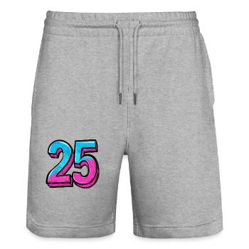 25 Zahl Bunt - Stanley/Stella Unisex Bio Joggingshorts Trainer  - Grau meliert - Vorne - Nik (191cm) & Marisol (170cm)