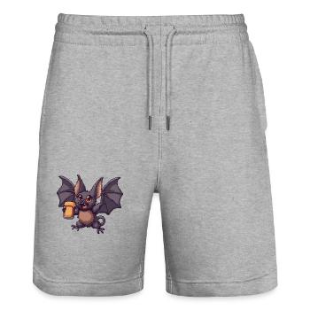 Fledermaus Pixel Bier - Stanley/Stella Unisex Bio Joggingshorts Trainer  - Grau meliert - Vorne - Nik (191cm) & Marisol (170cm)