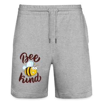 Lustige Biene Spruch Bee Kind - Stanley/Stella Unisex Bio Joggingshorts Trainer  - Grau meliert - Vorne - Nik (191cm) & Marisol (170cm)