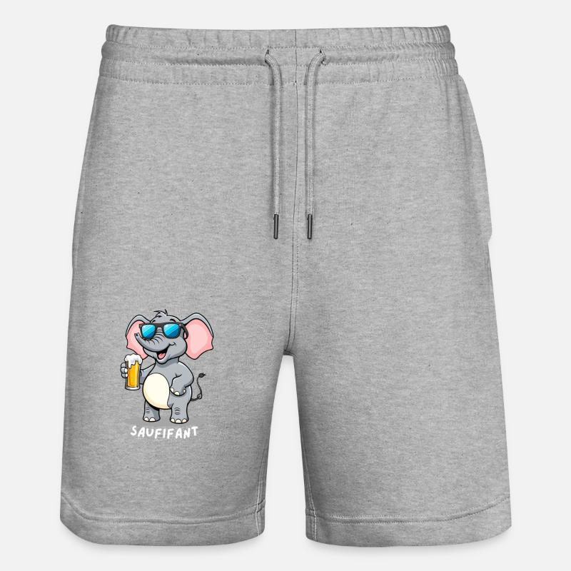 Elefant mit Bier - Stanley/Stella Unisex Bio Joggingshorts Trainer  - Grau meliert