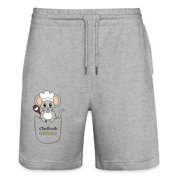 Chefkoch Maus – Lustiges Kochmotiv - Stanley/Stella Unisex Bio Joggingshorts Trainer  - Grau meliert - Vorne - Nik (191cm) & Marisol (170cm)