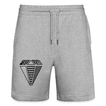 A shape of a diamond with different patterns - Stanley/Stella Trainer Unisex Organic Jogging Shorts - heather grey - Front - Nik (191cm) & Marisol (170cm)