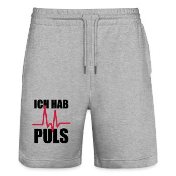 Ich hab Puls - Stanley/Stella Unisex Bio Joggingshorts Trainer  - Grau meliert - Vorne - Nik (191cm) & Marisol (170cm)