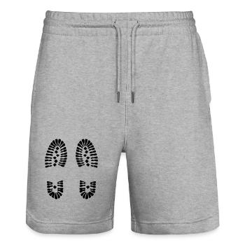 Empreintes de pas (V) - Short de jogging bio TRAINER Stanley/Stella unisexe - gris chiné - Devant - Nik (191cm) & Marisol (170cm)