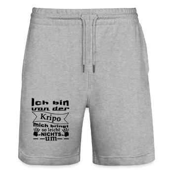 Kripo Humor Polizei Spruch Fun Geschenk - Stanley/Stella Unisex Bio Joggingshorts Trainer  - Grau meliert - Vorne - Nik (191cm) & Marisol (170cm)