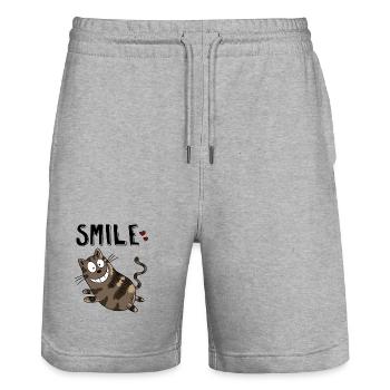 Smile Cheshire Cat - Cat - Cats - Heart - Cat - Stanley/Stella Trainer Unisex Organic Jogging Shorts - heather grey - Front - Nik (191cm) & Marisol (170cm)