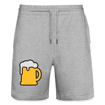Bierkrung | Beer Mug - Short de jogging bio TRAINER Stanley/Stella unisexe - gris chiné - Devant - Nik (191cm) & Marisol (170cm)