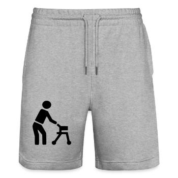 Disabled person behind walker # - Stanley/Stella Trainer Unisex Organic Jogging Shorts - heather grey - Front - Nik (191cm) & Marisol (170cm)