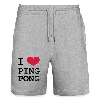 I Love Ping Pong - Short de jogging bio TRAINER Stanley/Stella unisexe - gris chiné - Devant - Nik (191cm) & Marisol (170cm)