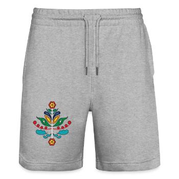 Kurbits en couleur - Short de jogging bio TRAINER Stanley/Stella unisexe - gris chiné - Devant - Nik (191cm) & Marisol (170cm)