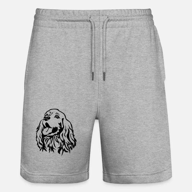 Cocker Spaniel head - Stanley/Stella Trainer Unisex Organic Jogging Shorts - heather grey