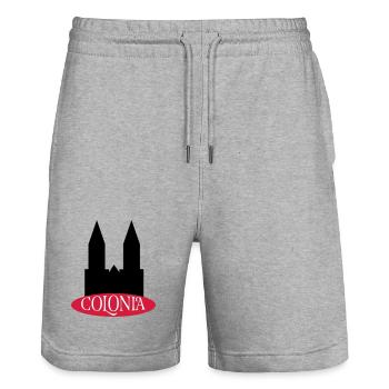 Cologne - Stanley/Stella Trainer Unisex Organic Jogging Shorts - heather grey - Front - Nik (191cm) & Marisol (170cm)