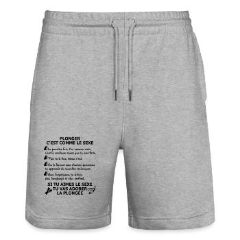 Plonger c'est comme le sexe - Short de jogging bio TRAINER Stanley/Stella unisexe - gris chiné - Devant - Nik (191cm) & Marisol (170cm)