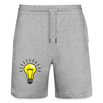 Ampoules Comic Vector 3 couleurs personnalisable - Short de jogging bio TRAINER Stanley/Stella unisexe - gris chiné - Devant - Nik (191cm) & Marisol (170cm)