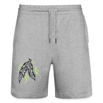 Feathers tied together - Stanley/Stella Trainer Unisex Organic Jogging Shorts - heather grey - Front - Nik (191cm) & Marisol (170cm)