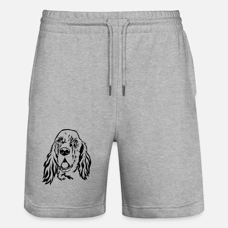 Englischer Setter Kopf - Stanley/Stella Unisex Bio Joggingshorts Trainer  - Grau meliert